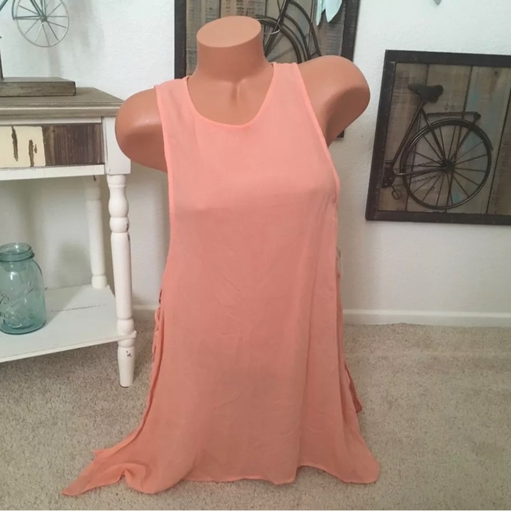 Women's Ali & Kris Open Weave ~RARE~ Peach Tank Top Sz M NEW